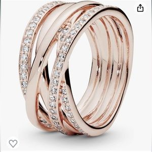Pandora Intertwined Rose Gold Stone settings size 8.5 Ring